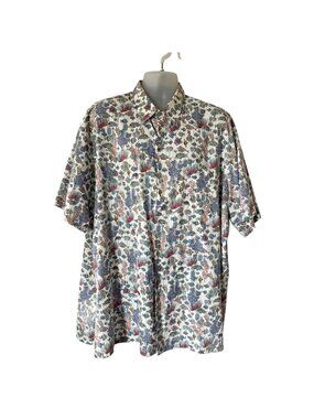 Tori Richard Aquaculture Fish Print Short Sleeve Aloha Hawaiian Shirt Size 2XT